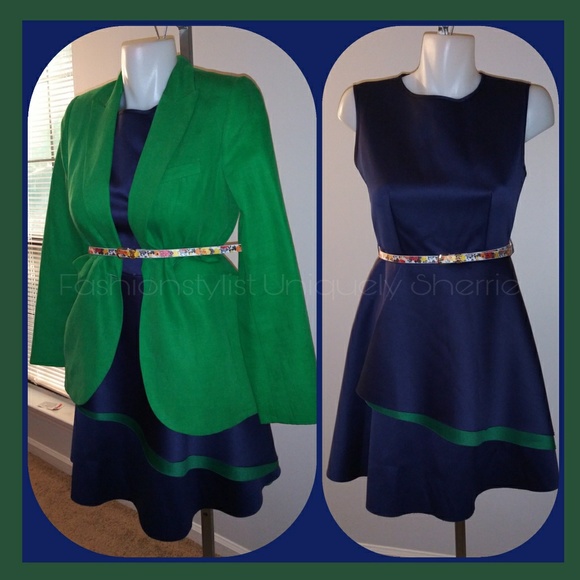 SOLD Blue/Green Fashion Dress - Picture 2 of 8